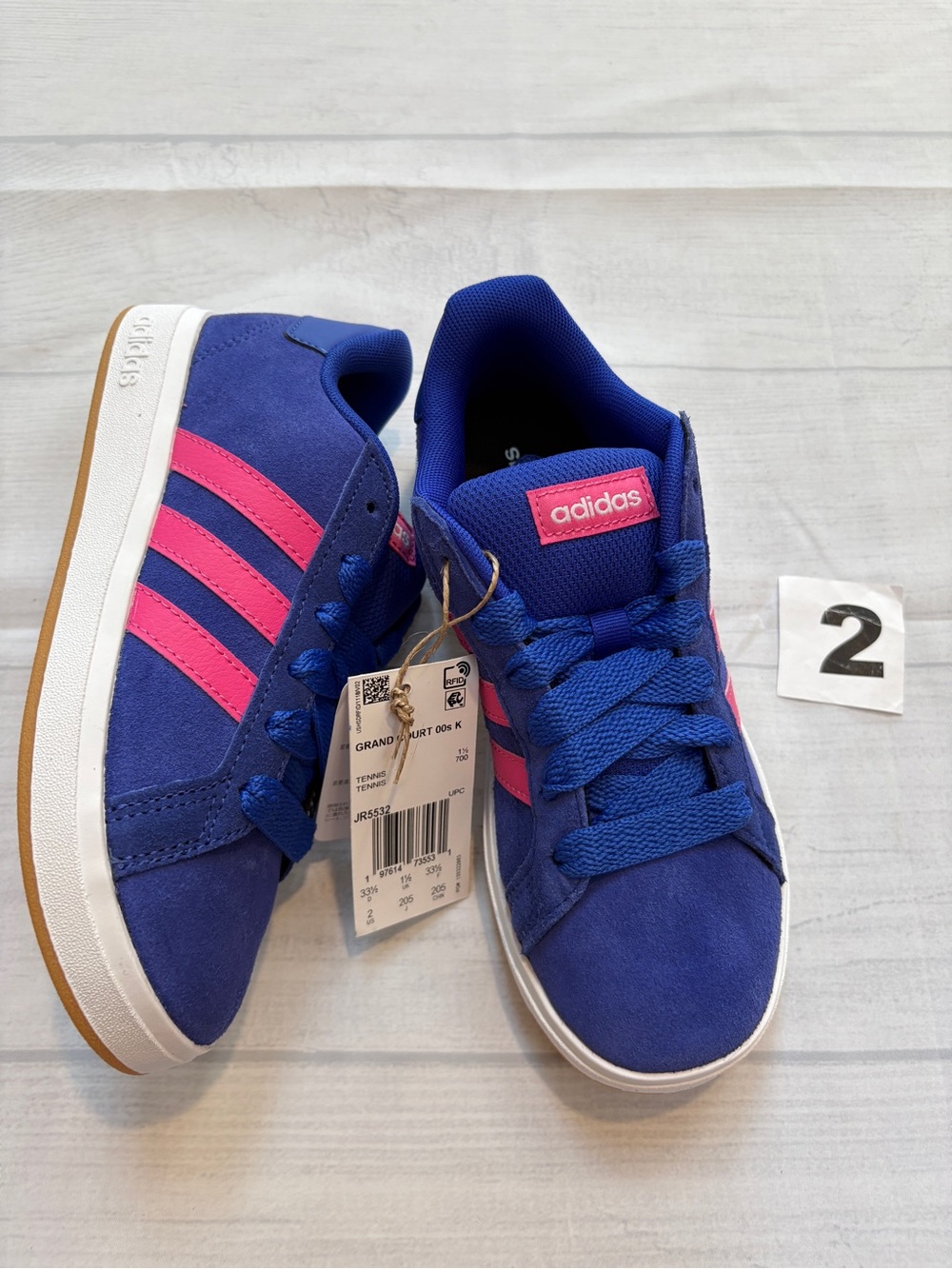 adidas Kids Royal Blue and Pink Suede Sneakers